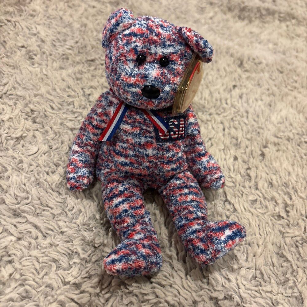 Ty Beanie Baby USA Bear Kids OS Red White‎ Blue Excellent Patriotic 2000 Plush
